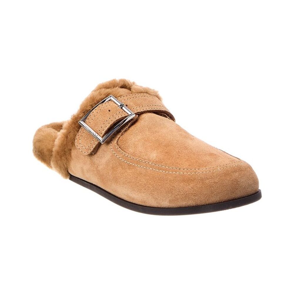 Jimmy Choo Biker Suede & Shearling Mule, Brown